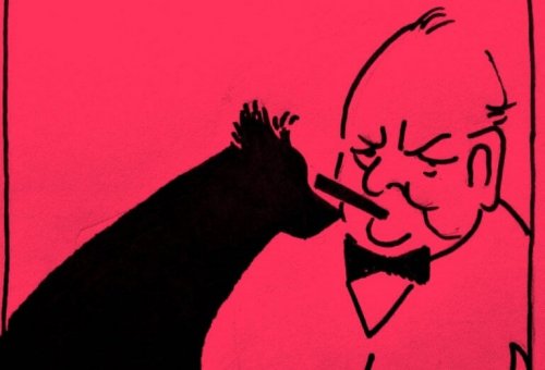 Churchill et son chien noir