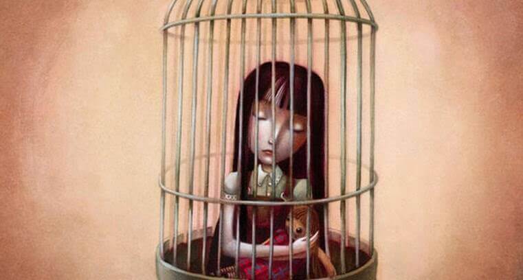 petite fille en cage
