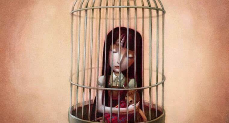 petite fille en cage