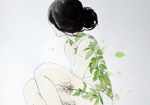 femme et plantes