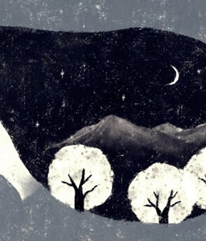 femme avec une foret et la lune dans les cheveux