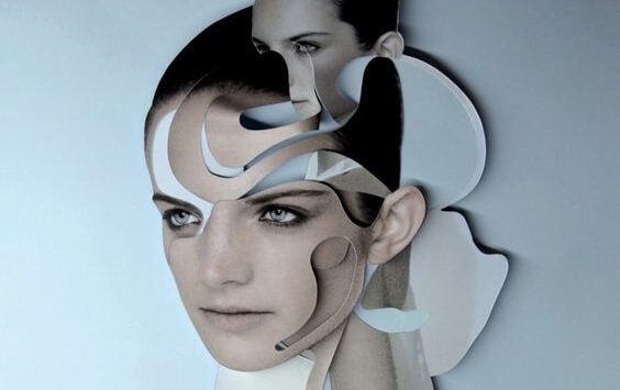 femme au visage morcelé