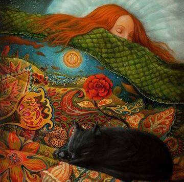 femme endormie avec son chat