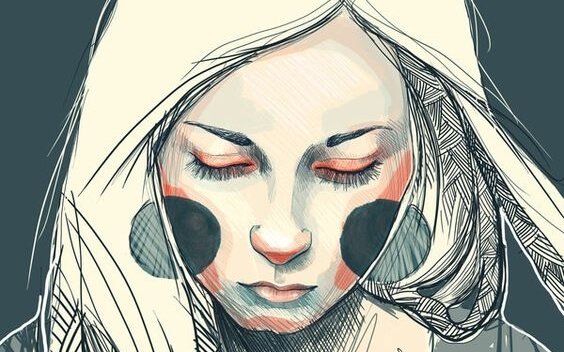 portrait de femme baissant la tête