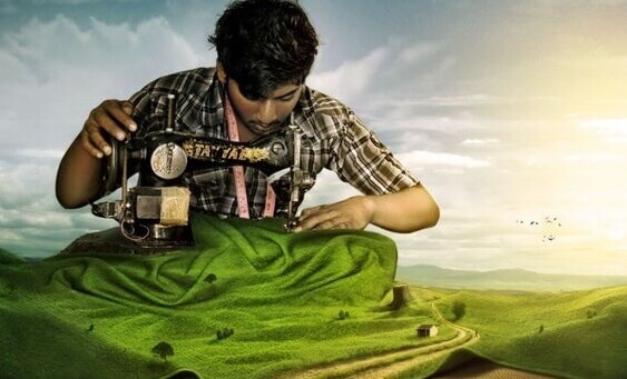 homme avec machine a coudre