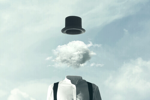 homme avec un nuage à la place de la tête