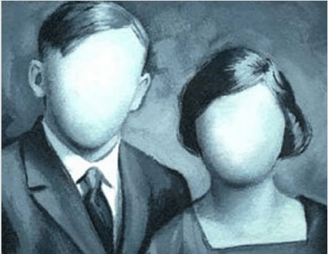 homme et femme aux visages vides