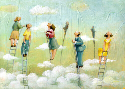 personnes dans les nuages