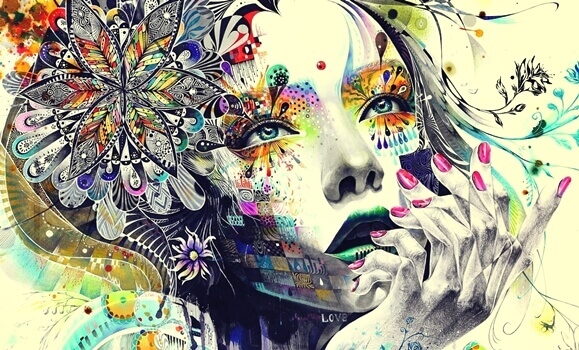 portrait de femme coloré