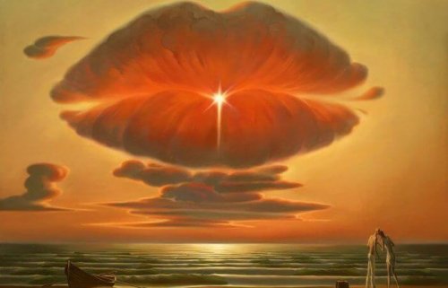 lever de soleil en forme de lèvres