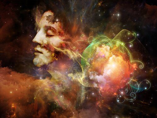 femme avec les yeux fermés entourée de la constellation des emotions