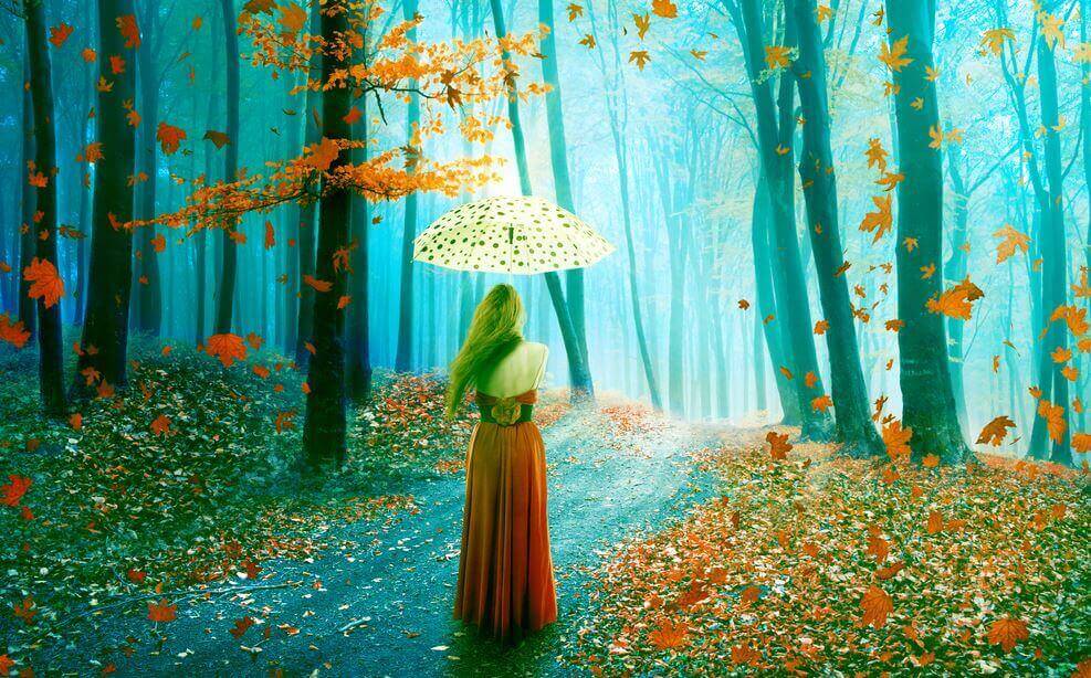 femme sous son parapluie