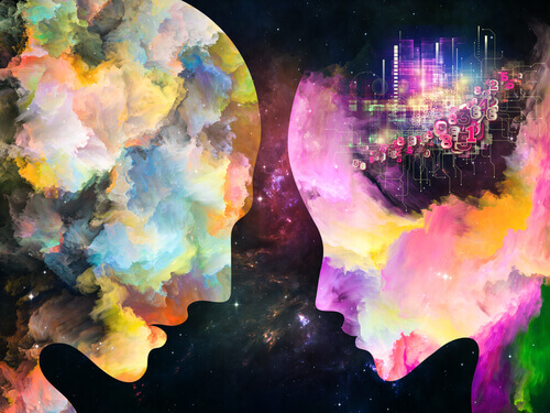homme et femme avec couleurs
