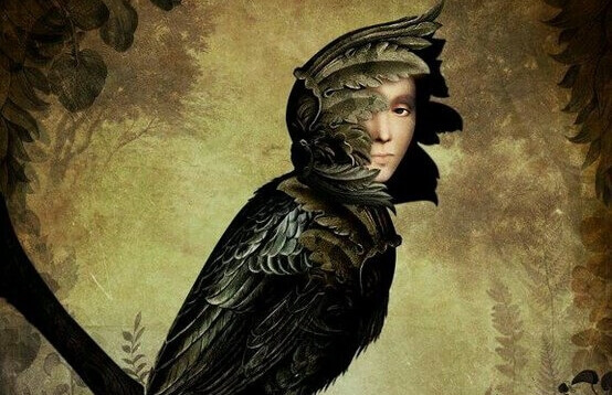 oiseau à visage humain