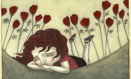 fille triste dans un champ