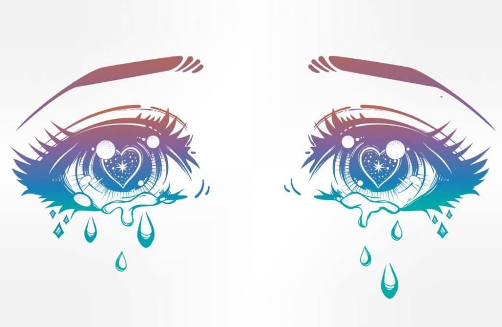 yeux tristes avec des larmes