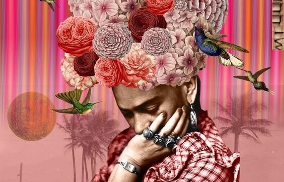 femme avec une coiffe de fleurs