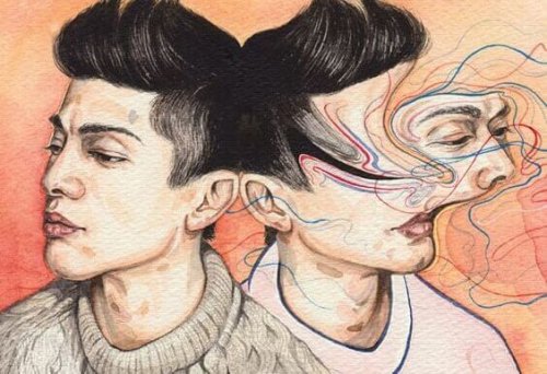 deux visages en symétrie dont un brouillé