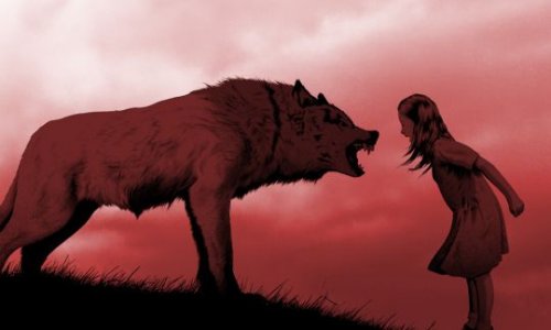 petite fille avec un loup