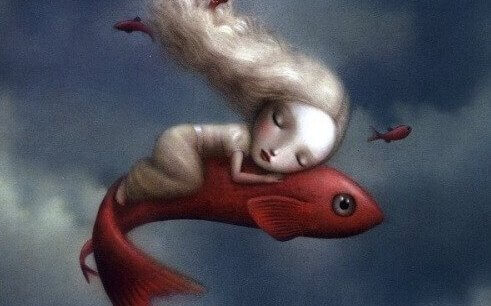 fille sur un poisson