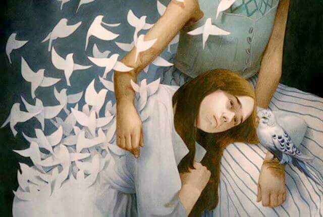 femme et oiseaux