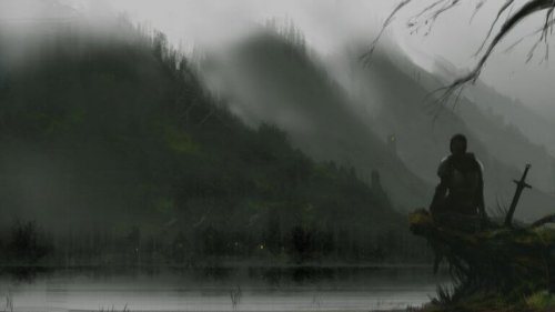 chevalier et lac