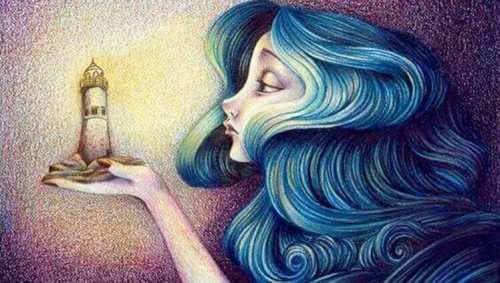 femme qui regarde un phare