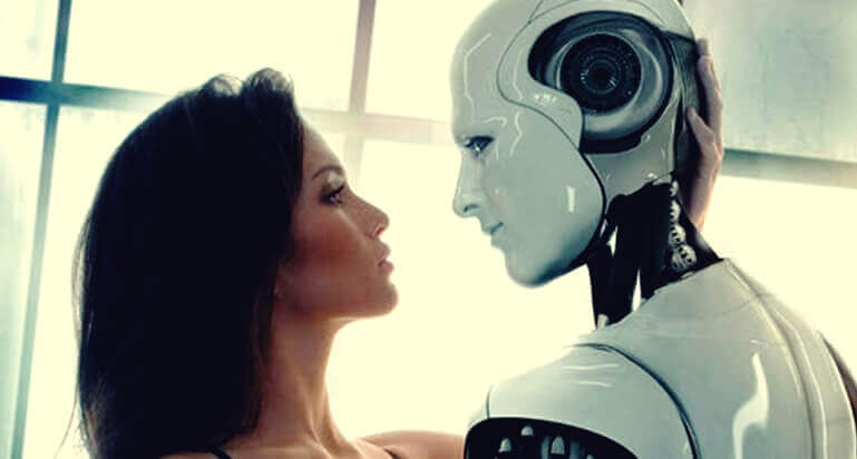 Une personne et un robot: les nouveaux amants du futur