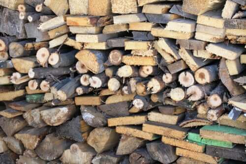 Une pile de bûches de bois