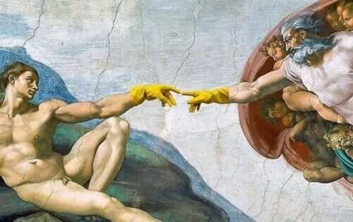La Création d'Adam fait partie des mèmes pour le coronavirus