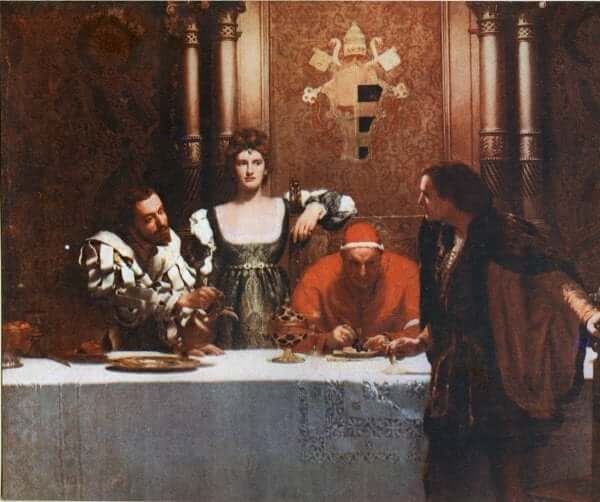 Le tableau intitulé César Borgia peint par John Collier.
