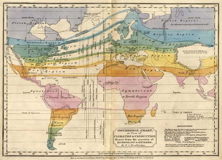 Une ancienne carte du monde du temps d'Humboldt