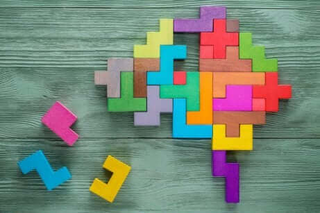 Un cerveau en forme de puzzle.