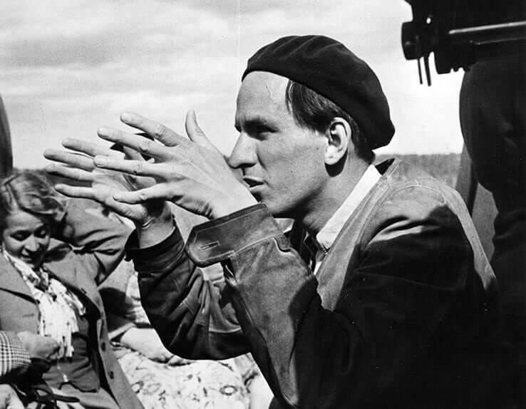 Ingmar Bergman en plein tournage.