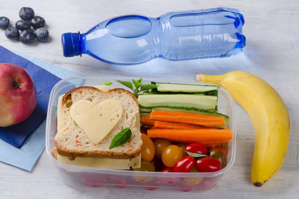 De la nourriture équilibrée dans un tupperware. 
