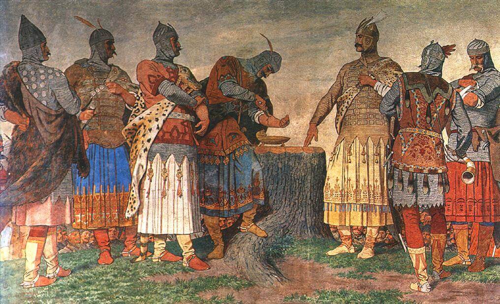 Une illustration représentant des chevaliers.