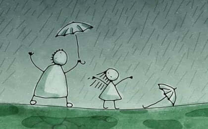 Interprétation du dessin sous la pluie.