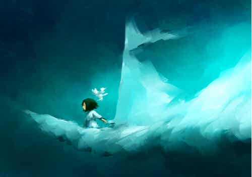 Fillette sur un nuage.