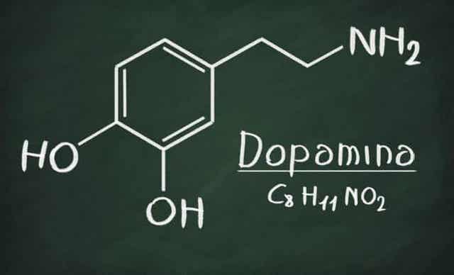 Formule chimique de la dopamine.